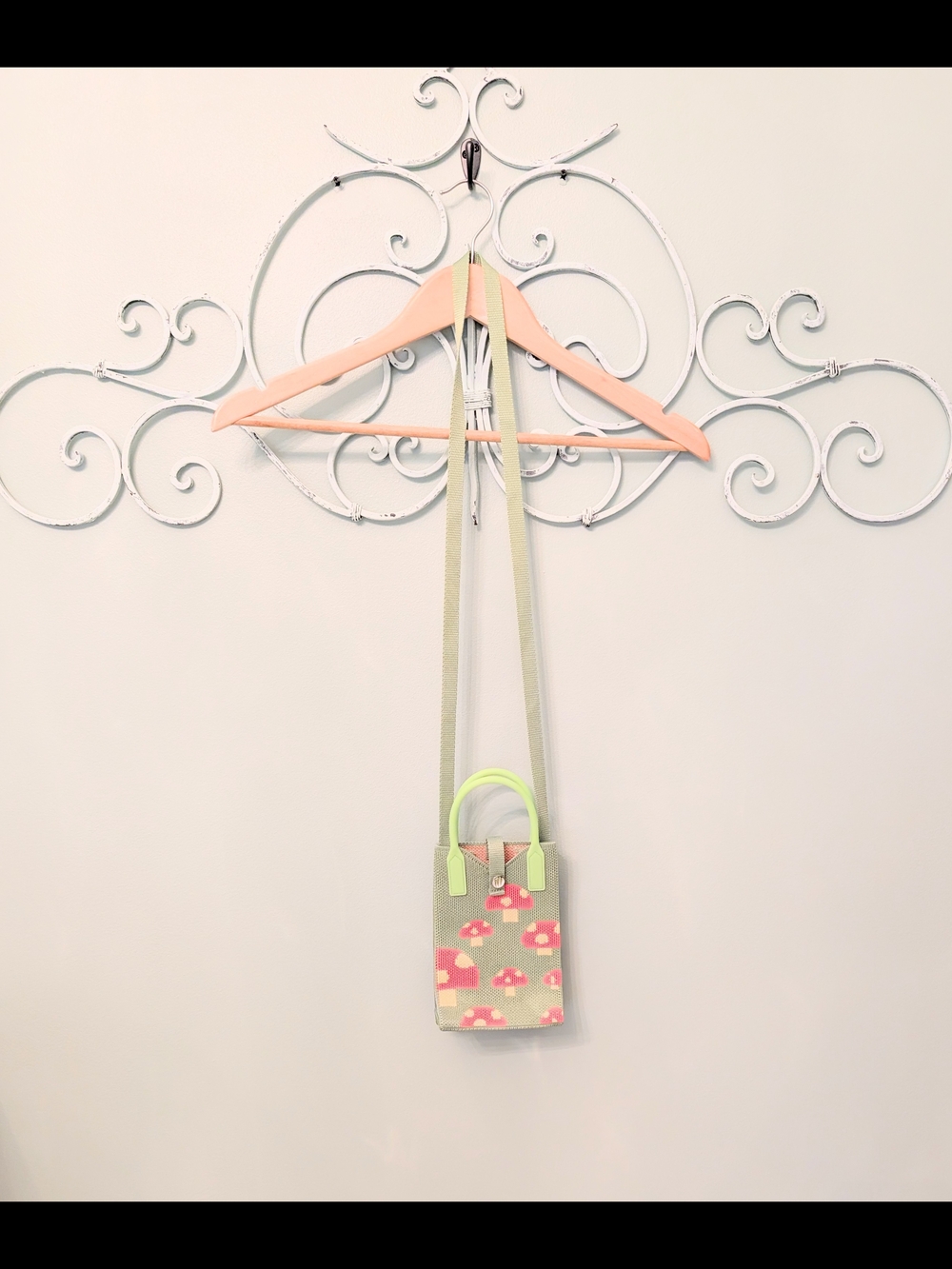 Mini Crossbody Bag with Coral/Yellow  Mushroom Print